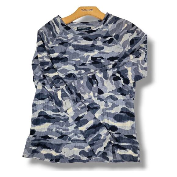 Karen Scott Sport Women’s Blue Camo Waffle Knit Crewneck Top - XS - Picture 3 of 7